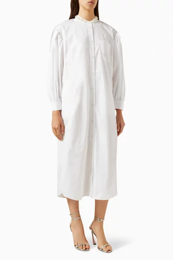 Embellished Tunic Midi Dress in Cotton