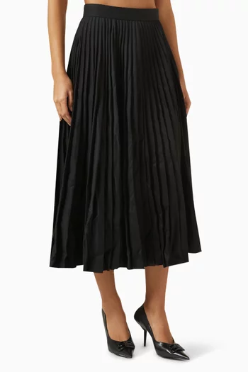 Creased Pleated Midi Skirt in Wool