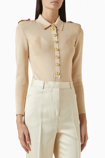 بودي سوت مضلع بأزرار مزيج فيسكوز