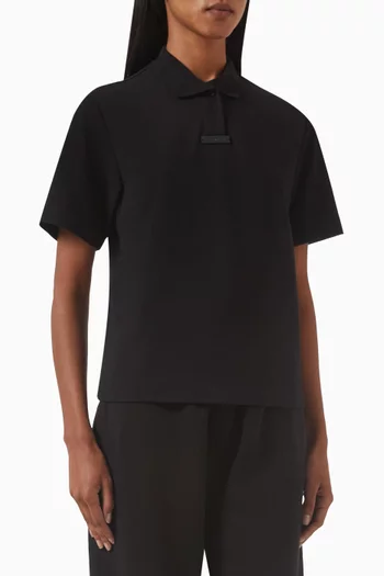 Cropped Polo Shirt in Piqué-knit