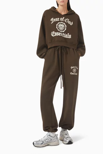 V-neck Crop Hoodie in Cotton-fleece
