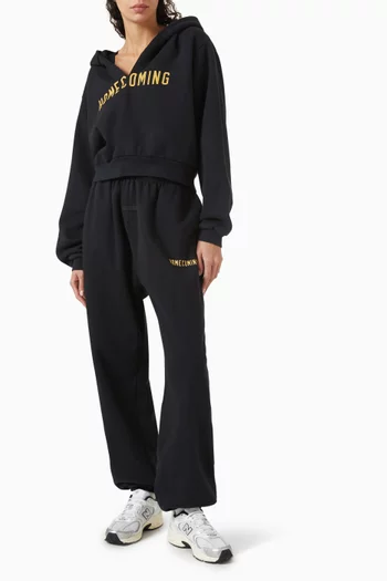 كنزة قصيرة بغطاء رأس وفتحة رقبة V صوف قطني