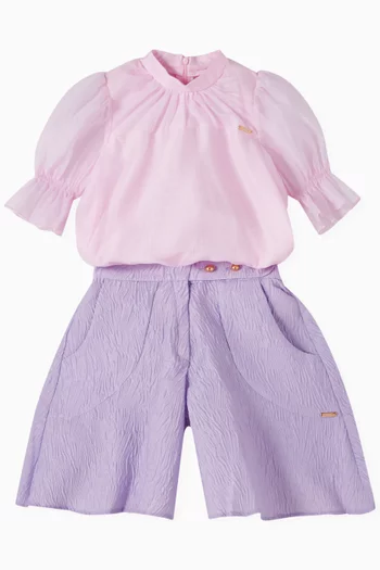 High-neck Blouse in Organza