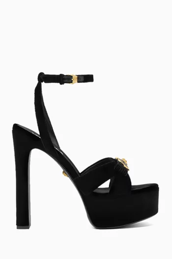 Gianni Ribbon 145 Platform Sandals in Velvet