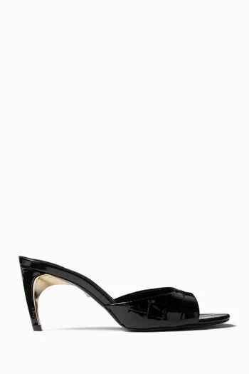 Curve 80 Mules in Croc-embossed Leather