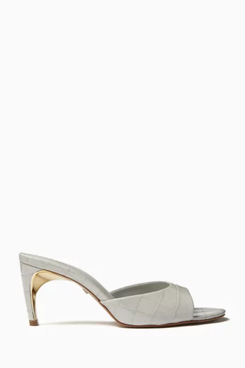Curve 80 Mules in Croc-embossed Leather