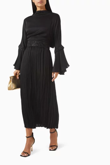 تنورة متوسطة الطول مزيج فيسكوز مجعد