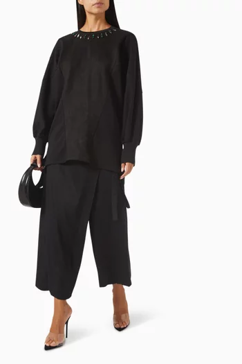 Crystal-embellished Top in Stretch Viscose-blend