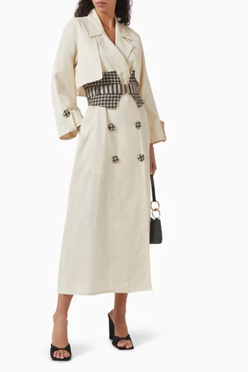 Kennedy Trench Coat Belted Abaya in Cotton-flex