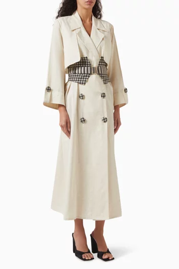Kennedy Trench Coat Belted Abaya in Cotton-flex