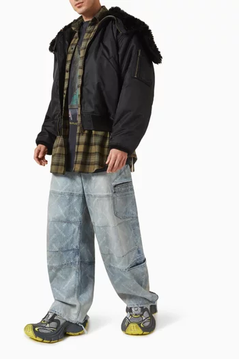 Hooded Bomber Jacket in Nylon