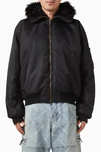 Hooded Bomber Jacket in Nylon
