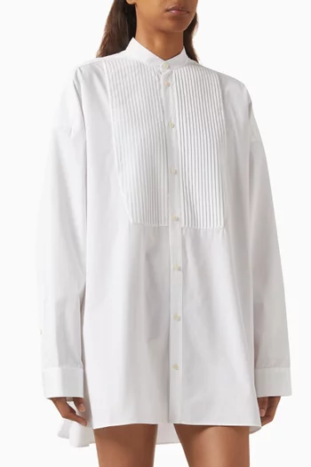 Tuxedo Mini Shirt Dress in Cotton