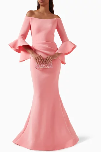 Off-shoulder Ruffled Gown