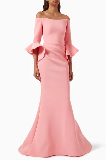 Off-shoulder Ruffled Gown