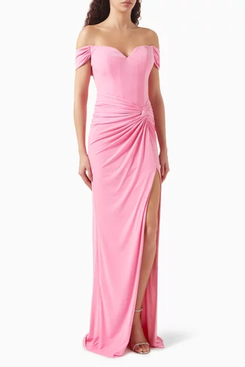 Off-shoulder Gown in Jersey