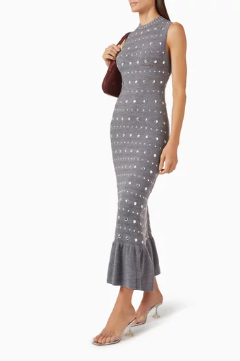 Venus Embellished Maxi Dress in Wool-blend Knit