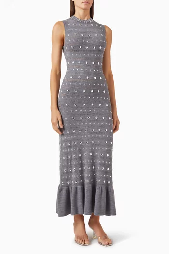 Venus Embellished Maxi Dress in Wool-blend Knit