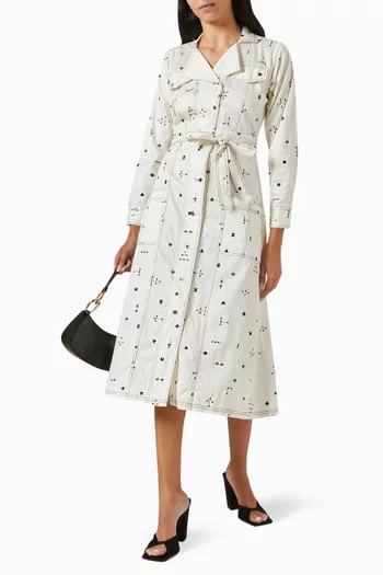 Molly Printed Midi Dress in Cotton-satin