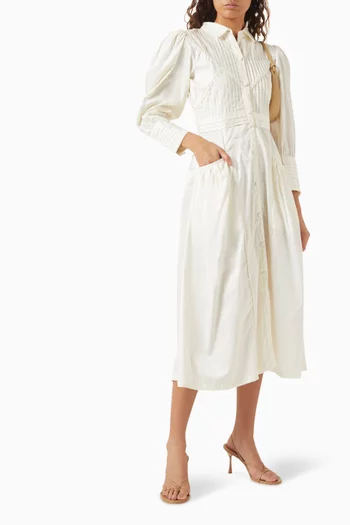 Noah Pin-tucked Midi Dress in Cotton-satin