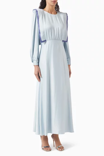 فستان متوسط الطول بأكتاف مبطنة رايون