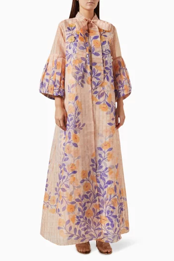 Cressida Floral-print Cape in Poly-organza