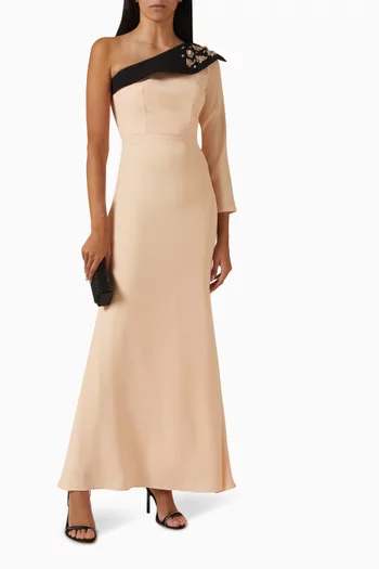 Embellished One-shoulder Maxi Dress inn Crepe & Mikado