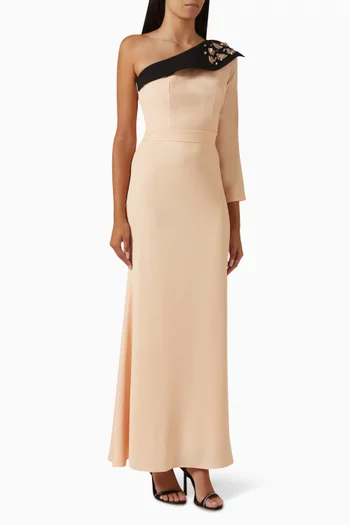 Embellished One-shoulder Maxi Dress inn Crepe & Mikado