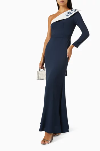 Embellished One-shoulder Maxi Dress inn Crepe & Mikado