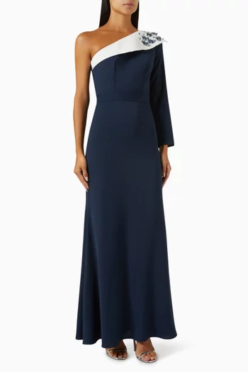 Embellished One-shoulder Maxi Dress inn Crepe & Mikado