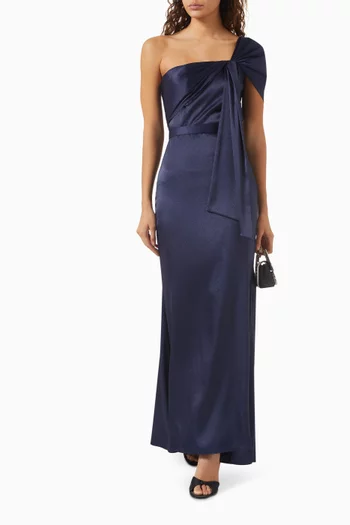 One-shoulder Draped Maxi Dress in Crepe