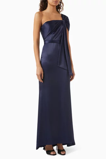 One-shoulder Draped Maxi Dress in Crepe