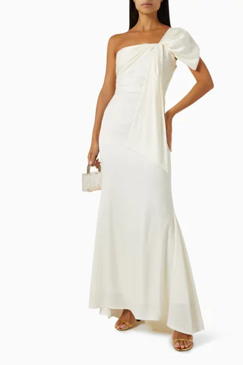 One-shoulder Draped Maxi Dress in Crepe