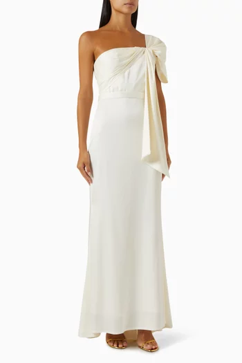 One-shoulder Draped Maxi Dress in Crepe