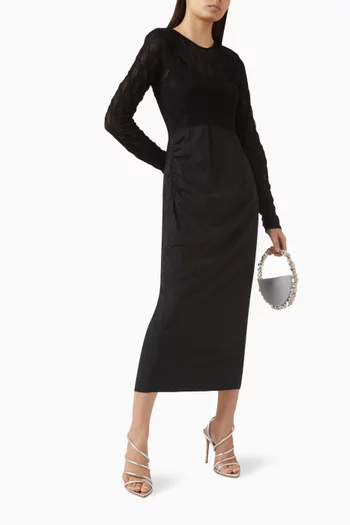 Midi Dress in Lace & Satin