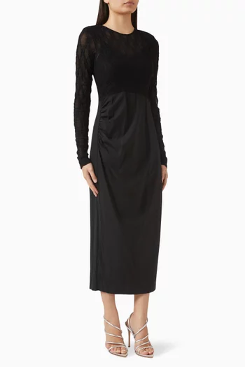 Midi Dress in Lace & Satin