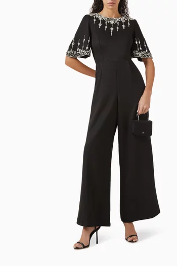Crystal-embellished Jumpsuit in Crepe