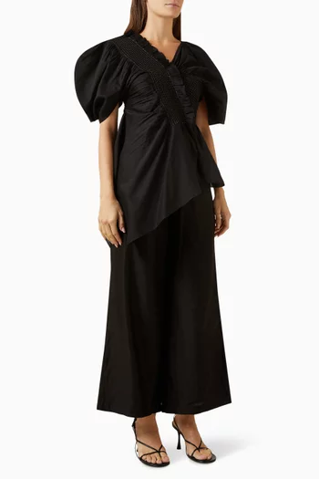 Ruffle Peplum Top in Chanderi Silk