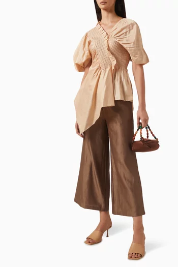 Ruffle Peplum Top in Chanderi Silk