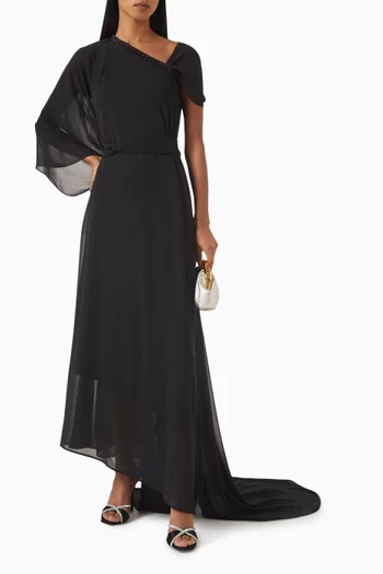 Margo Cape Maxi Dress in Chiffon