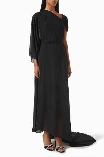 Margo Cape Maxi Dress in Chiffon
