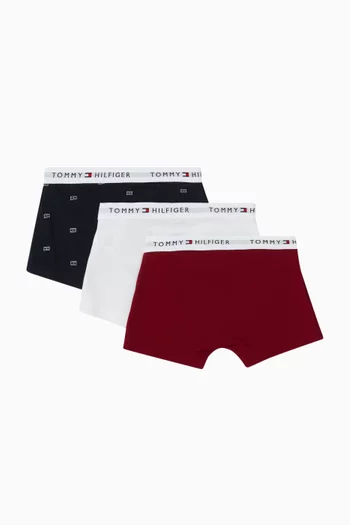 طقم سراويل داخلية بحزام خصر بطبعة بشعار الماركة، 3 قطع