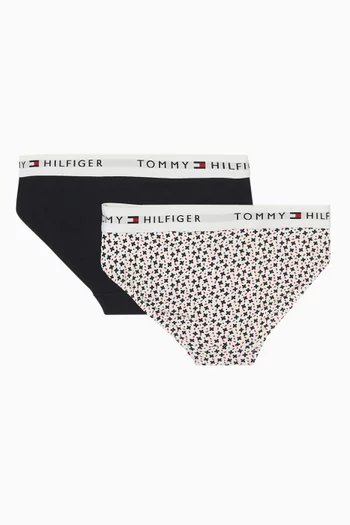 Logo Waistband Briefs in Cotton, Pack of 2