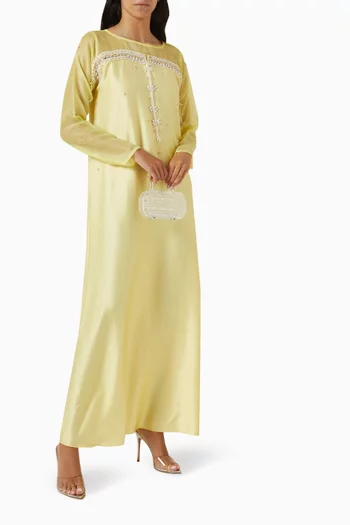 Pearl-embellished Kaftan in Crepe