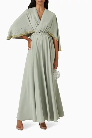 Wrap-style Cape Kaftan in Crepe