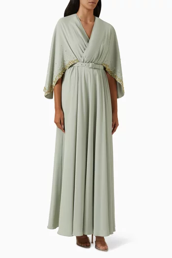 Wrap-style Cape Kaftan in Crepe