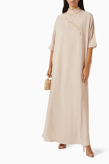 Sequin-embellished Kaftan in Crepe Chiffon