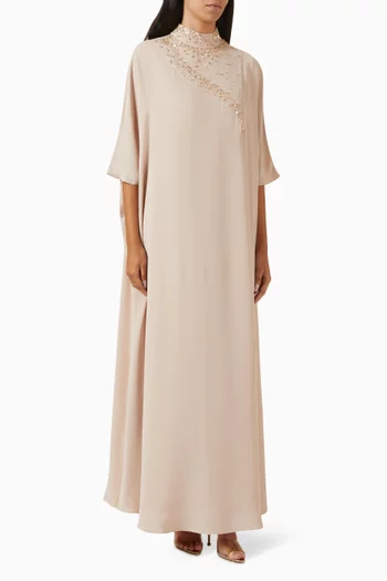 Sequin-embellished Kaftan in Crepe Chiffon