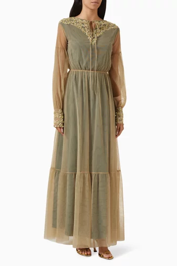 Sequin-embellished Maxi Dress in Tulle