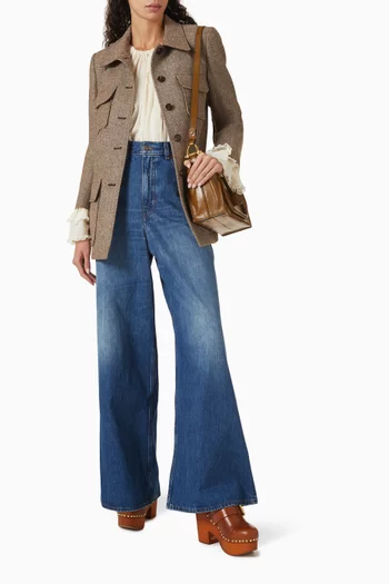 Lace-trim Blouse in Silk Georgette